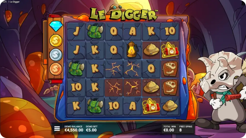 Le Digger Dig It bonus med Blast Bar och ökande myntnivåer i spelet