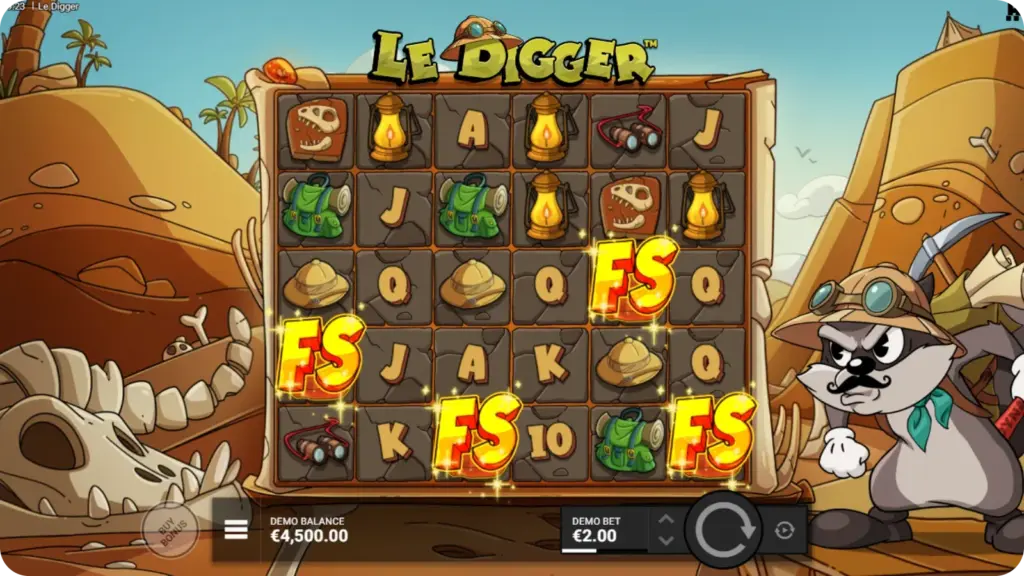 Le Digger Gold Digger bonus med dynamiter och höga multiplikatorer i spelet